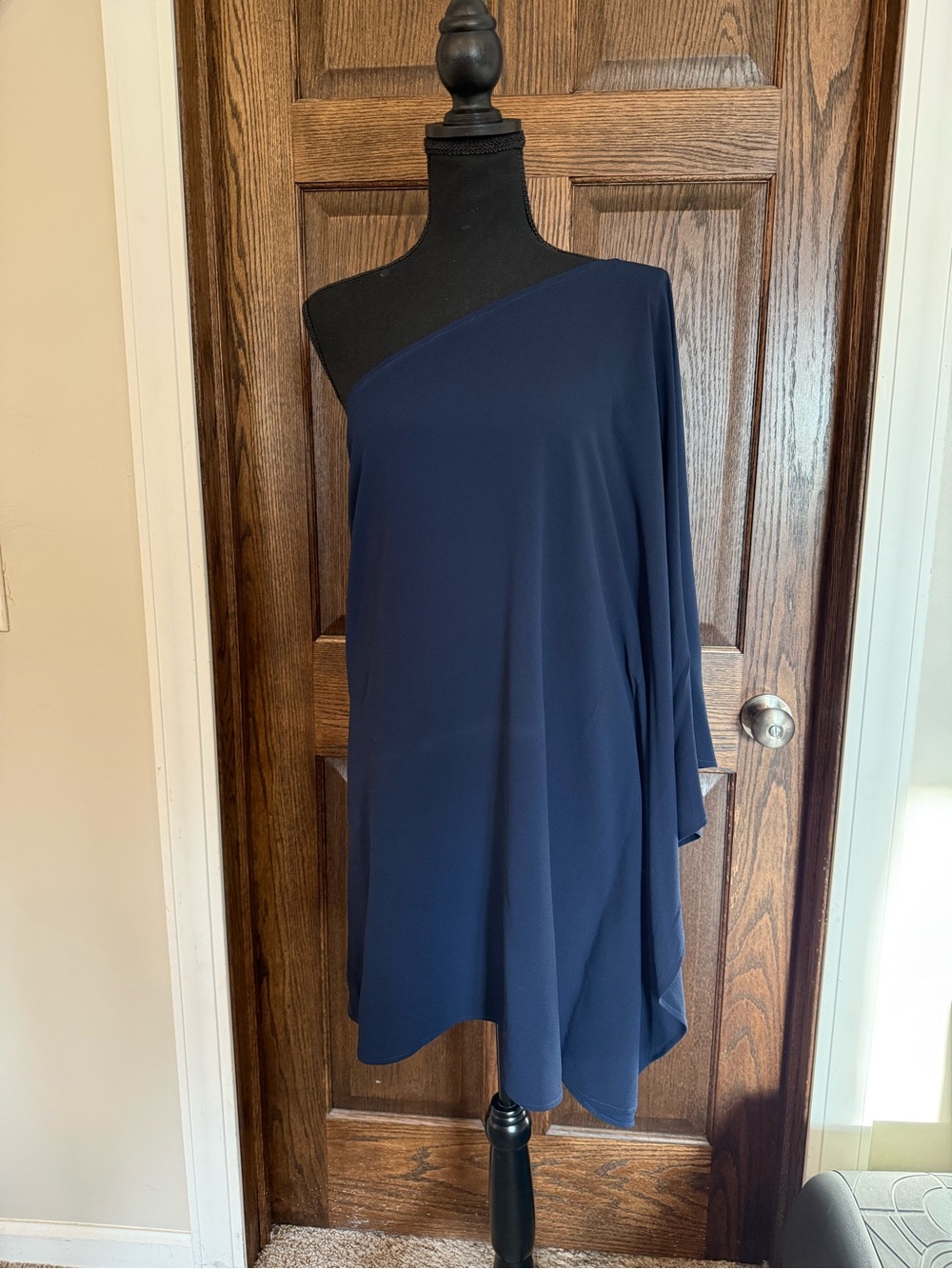 Tyche One-Shoulder Navy Asymmetric Mini Dress Size Large
